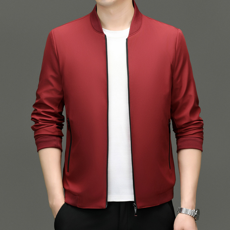 Autumn New Men's Baseball Collar Jacket Coat Men's Business Casual Fashion Middle-aged Jacket Thin Top