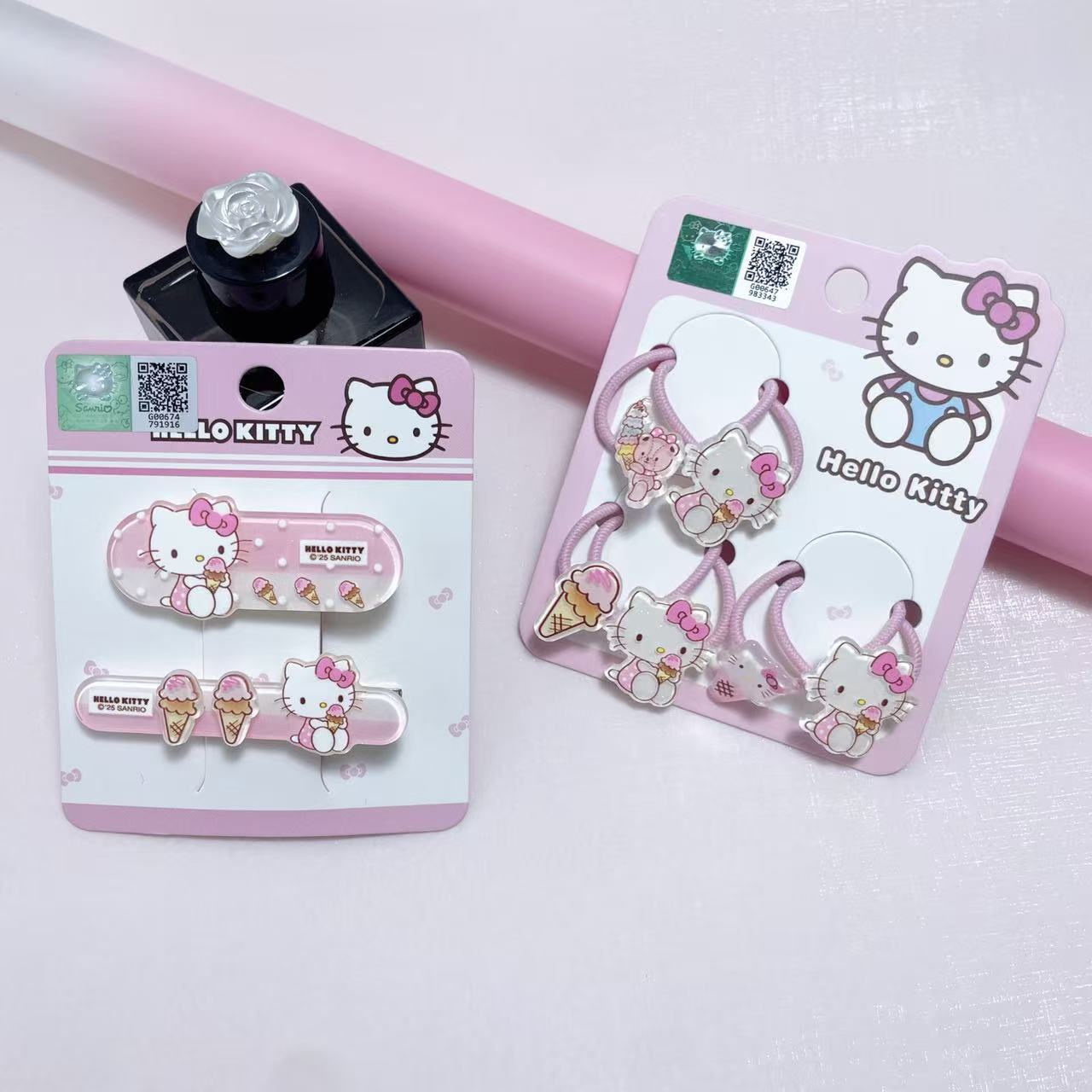 Spring Edition Officially Licensed Sanrio Hello Kitty Cute Ice Cream Style Elastic Hair Tie Hair Clip 00317