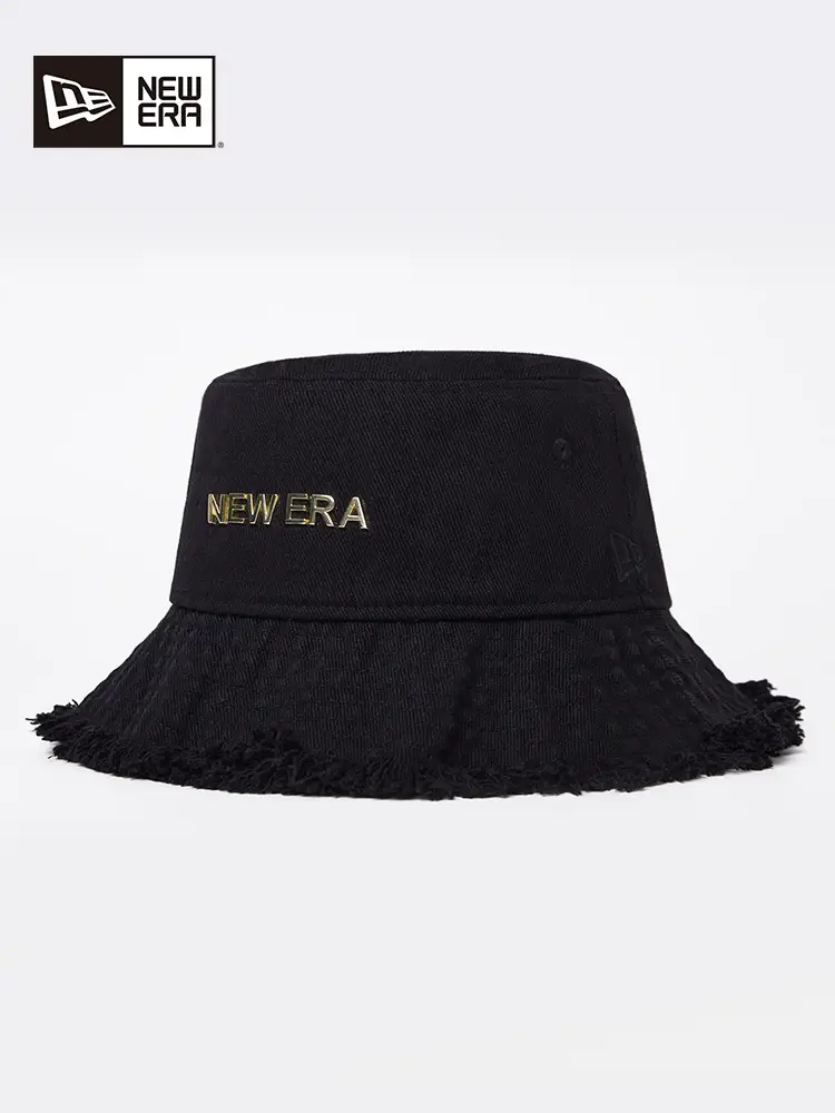 New Era New Era 2025 Spring and Summer New arrival Washed Raw Edge Fisherman Hat Metal Logo Sun Shade Retro Basin Hat