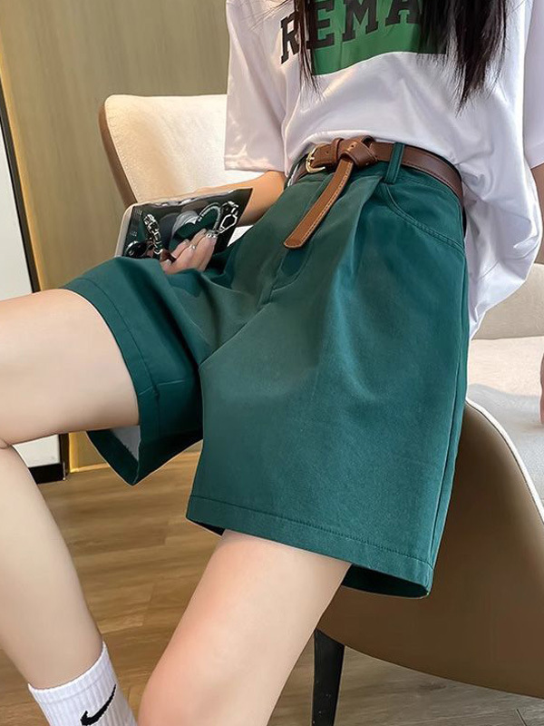 Slimming Loose Shorts for Women, Summer 2026, New Korean Style, High-Waisted A-Line Five-Point Pants, Versatile Wide-Leg Casual Pants