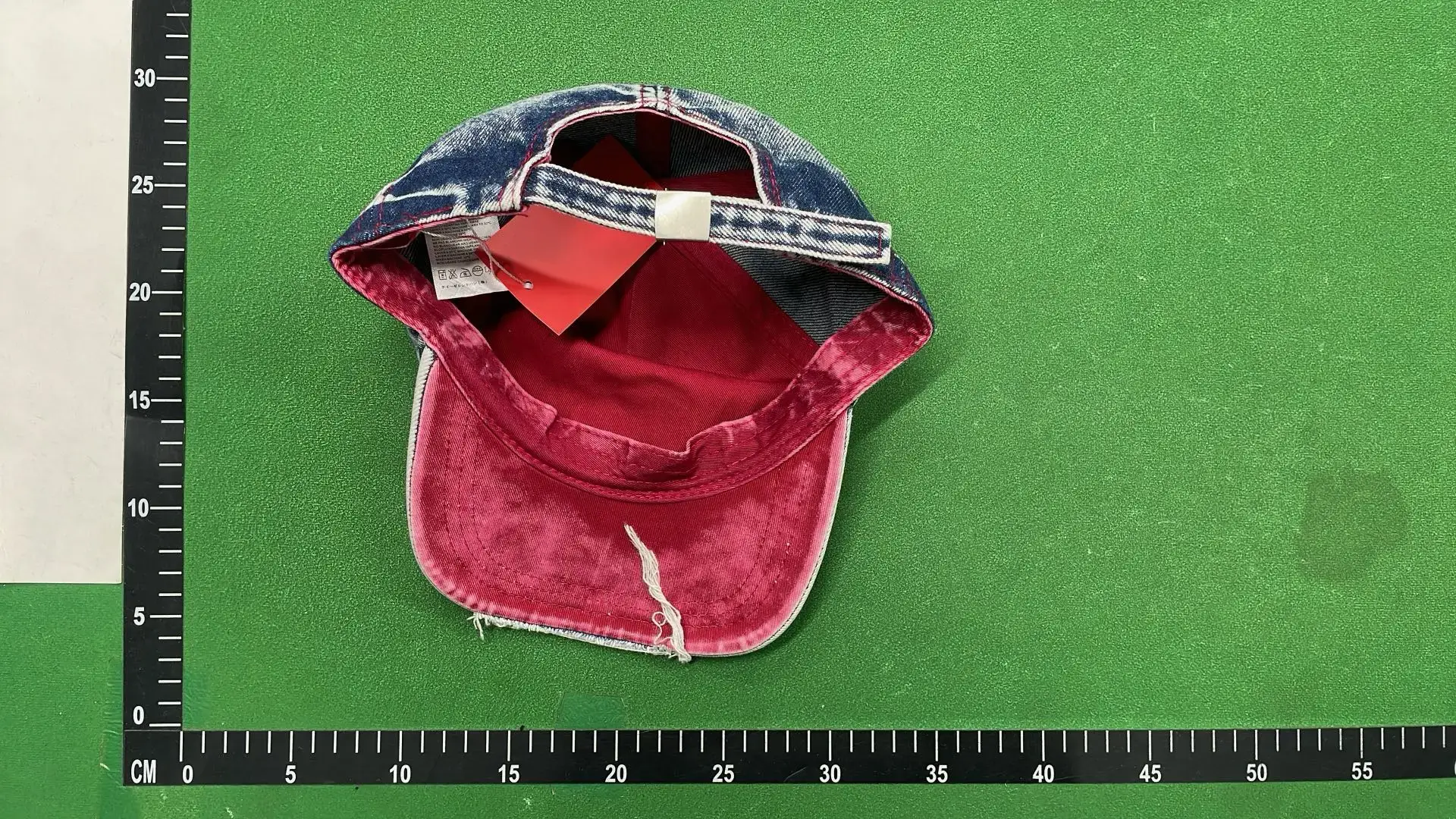 Denim baseball cap red