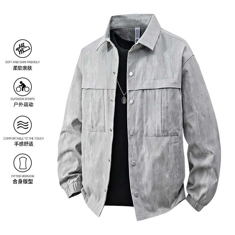 Autumn New Casual Jacket Men's Trendy Gradient Lapel Jacket Men's Jacket Loose Trendy Brand Jacket Men