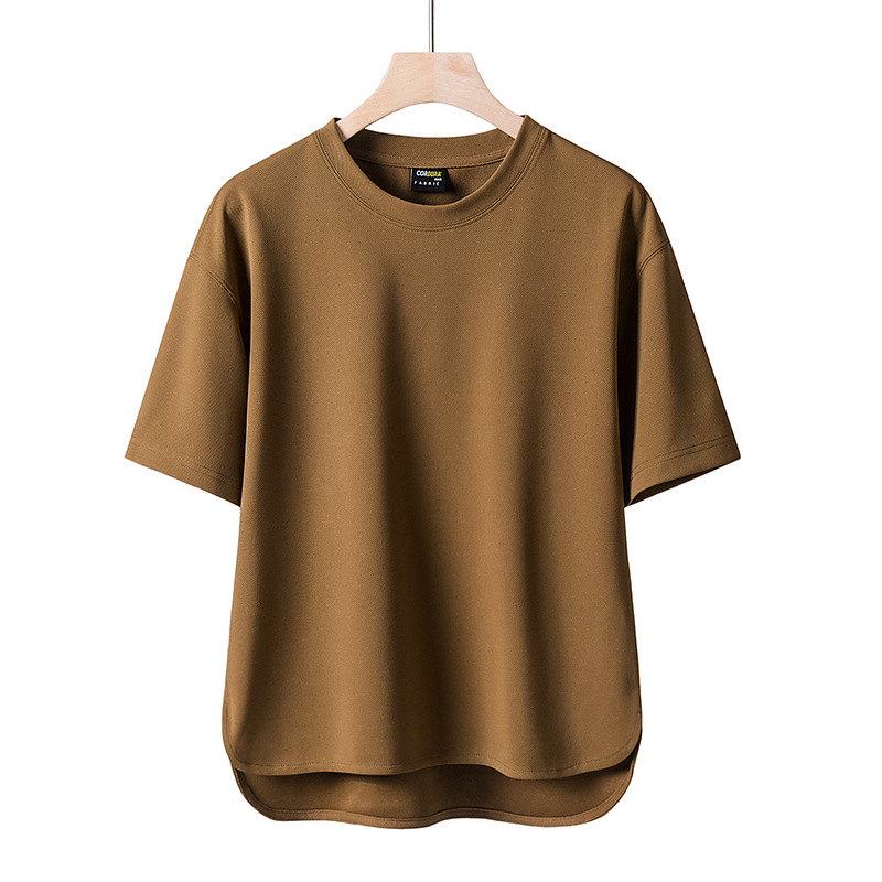Fashion Hong Kong Style Short-sleeved Loose T-shirt Bead Fabric Breathable plus size Top Summer Base Shirt T-shirt for Teenagers