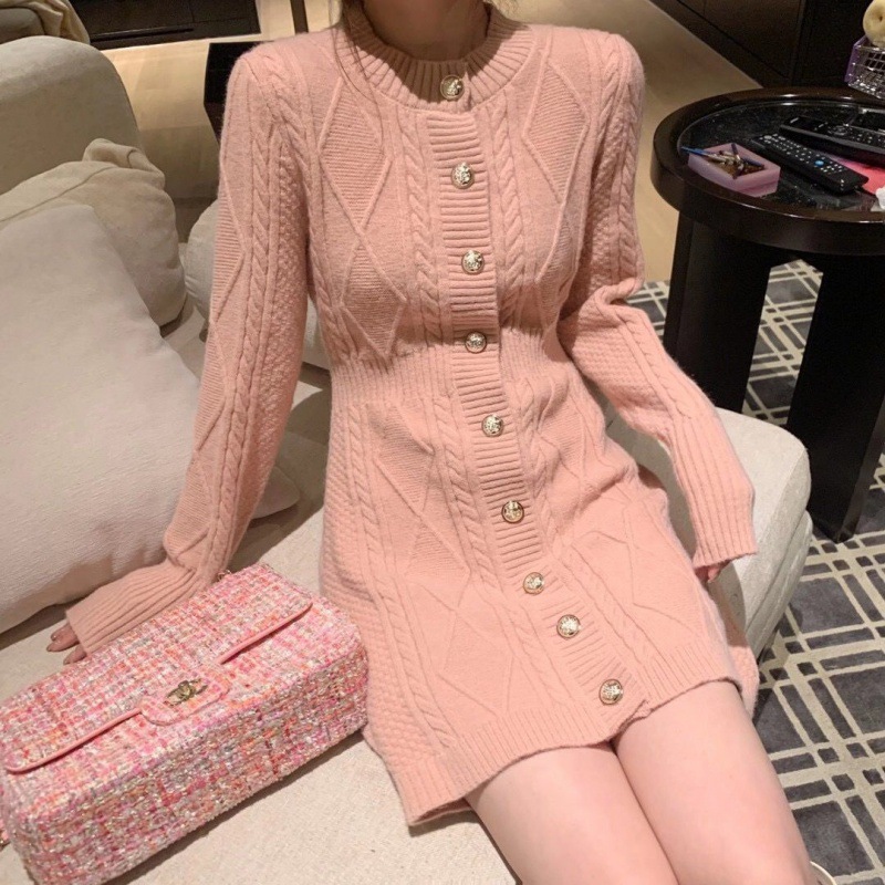 Temperament Goddess Style Knitted A-Line Skirt 2025 Autum New Slim Fit Mid-Length Sweater Women's Jacket