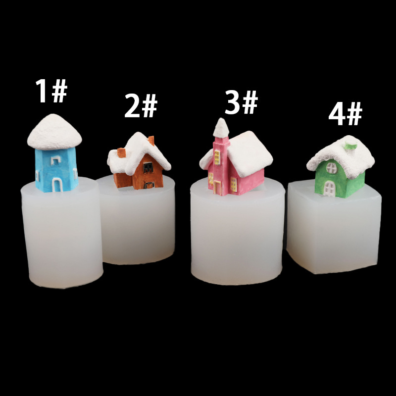 4 Simple Three-Dimensional Small House Cake Decoration Aromatherapy Candle Silicone Mold Chocolate Gypsum Gum Dropping Mold