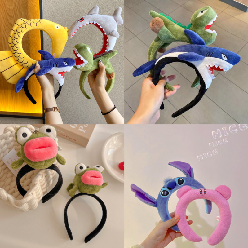 Cute cartoon headband Marine carp shark dinosaur funny doll animal headband adult children performance hairpin