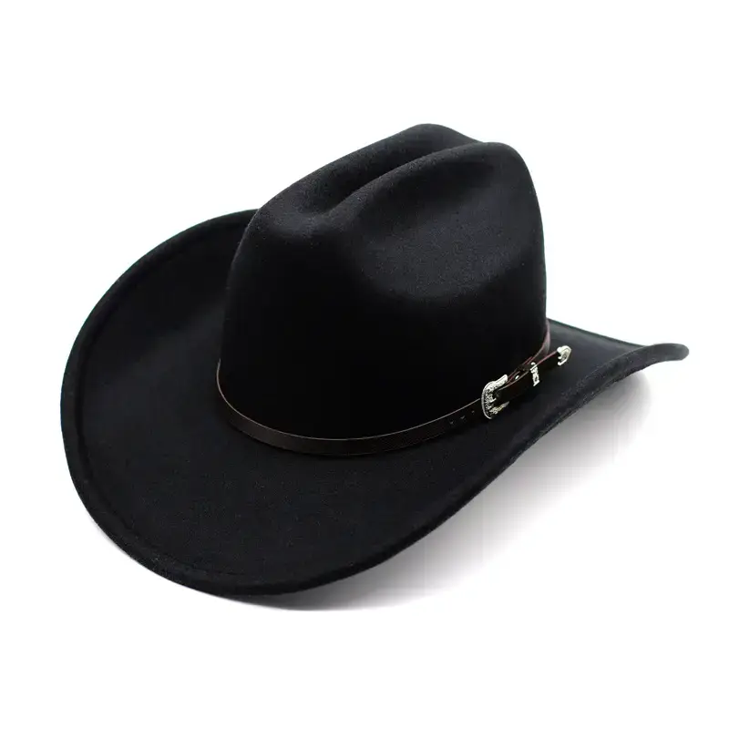 Men Women Western Cowboy Fedora Jazz Hat Western Cowboy Woolen Hat