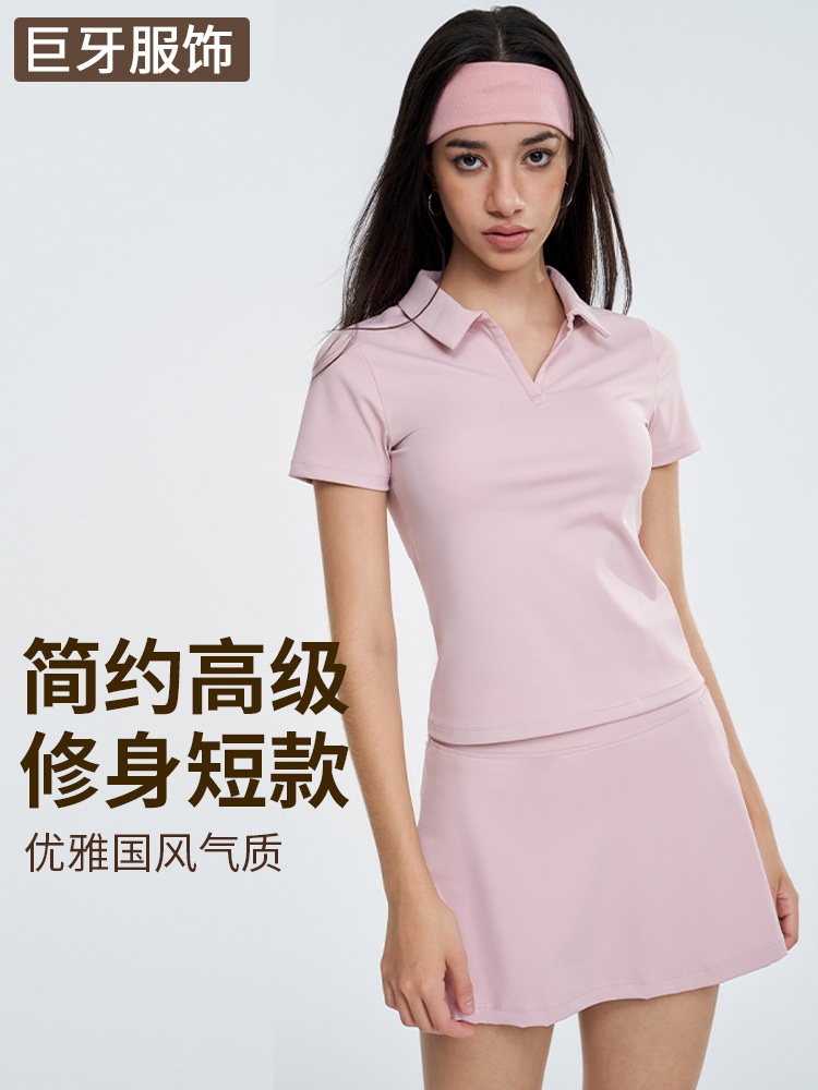 Sports Polo Shirt Tennis Wear Fitness Short-Sleeved Women's Comfortable Breathable Yoga Wear Light and Quick-Drying Outdoor Sports Suit