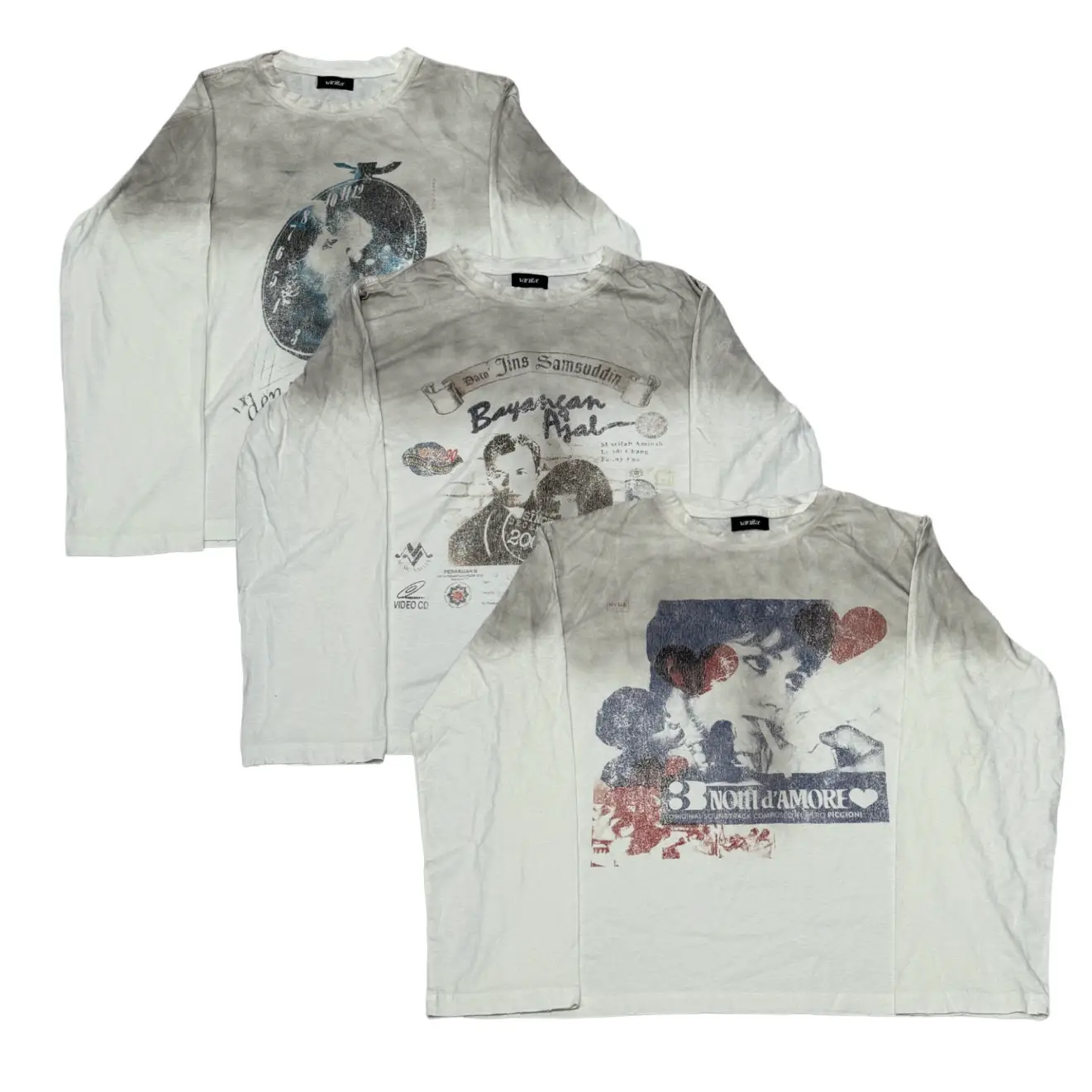 Heavenknows New Vintage180G White Distressed Light-Weight Long Sleeve