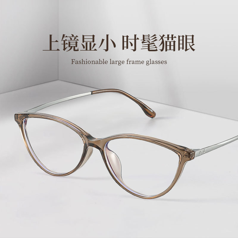Casual Small Frame Height Number Frame 8064 Retro Cat Eye Glasses Myopia Anti-Blue Light Plain Mirror Female Danyang Glasses