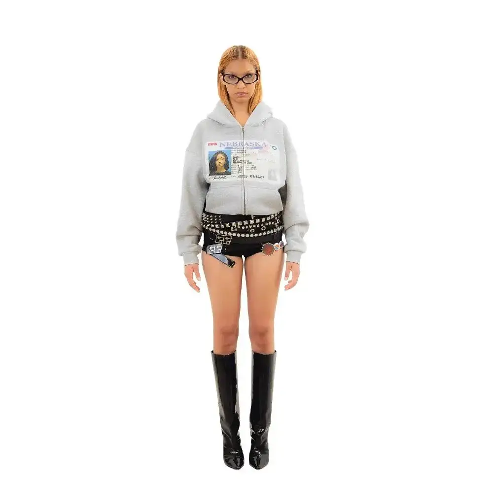 European and American Wholesale Personalized Printed Zipper Sweatshirt Long-Sleeved Pullover Hoodie Retro Jacket Street Trendy Y2K