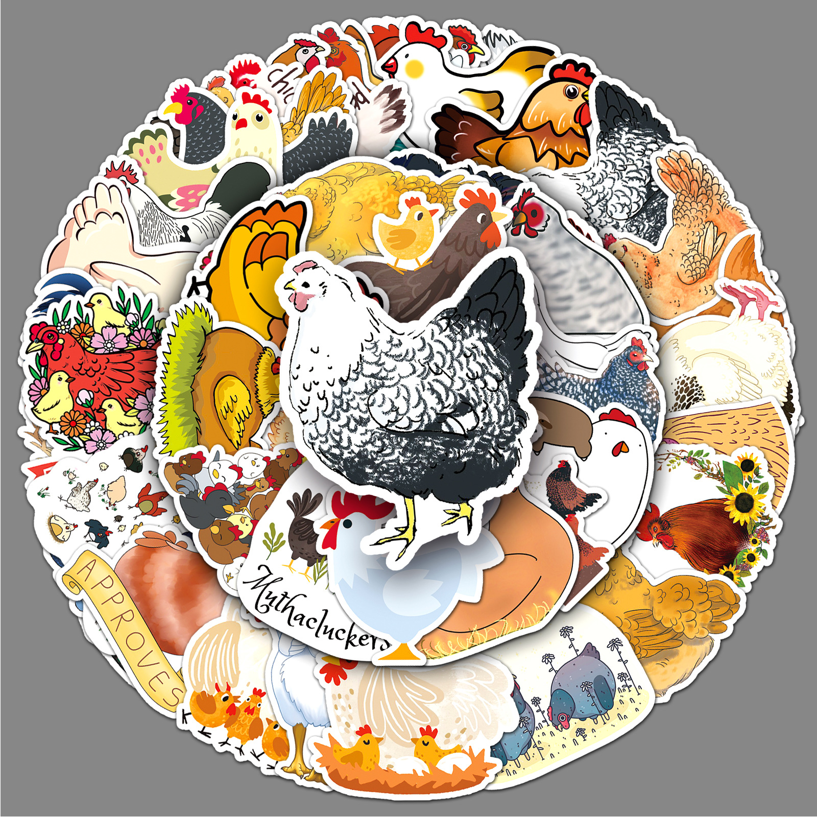 50 chicken graffiti personality cross-border cartoon animal children DIY skateboard phone case luggage sticker waterproof
