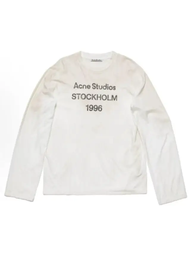 American-Style Trendy Brand Washed and Distressed 1996 Number Print Slightly Damaged Unisex Crew Neck Long-Sleeve T-Shirt Knit Top