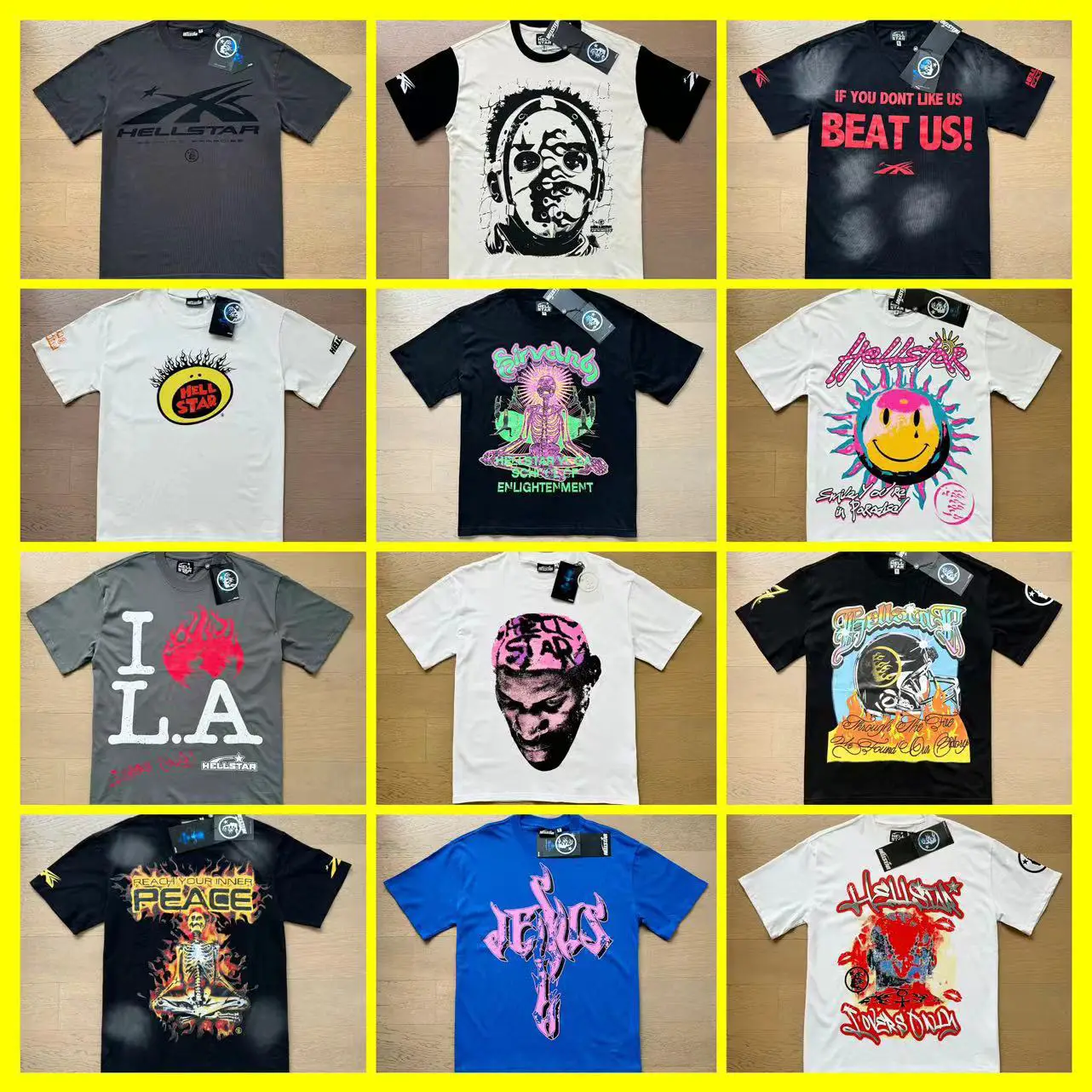 New Beauty Fashion H Hell Star Series Printed Double Yarn Cotton Casual Men's and Women's Summer Casual Loose Short-sleeved T-shirt