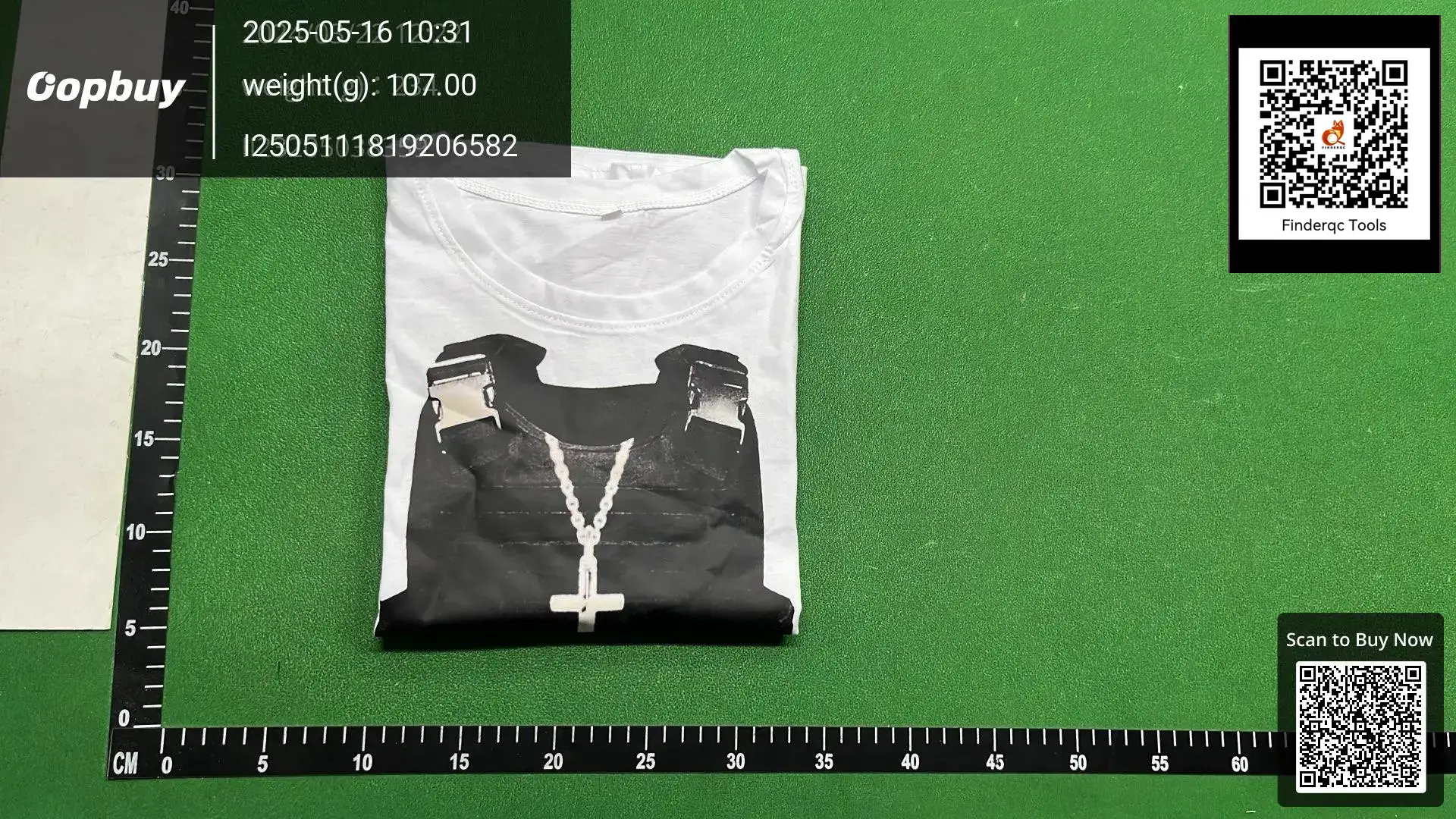 White T-Shirt with Bulletproof Vest Print