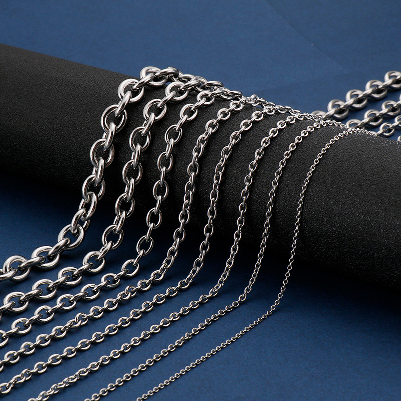 Fashion cross-border stainless steel round edge O-chain men's and women's simple necklace titanium steel jewelry pendant with handmade chain