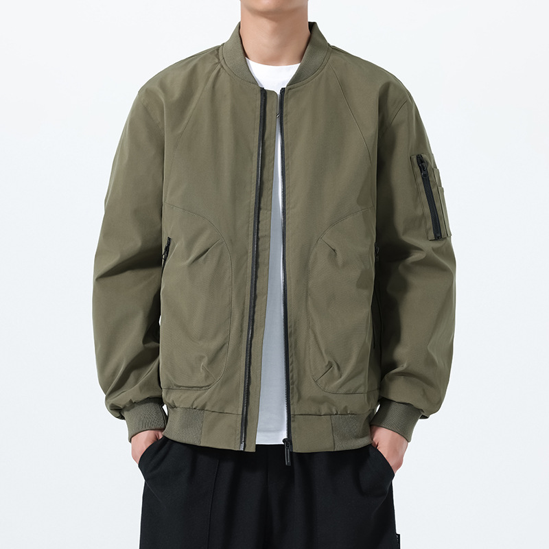 Men's Spring New Trendy Baseball Collar Windproof Breathable Jacket Youth Fashion Versatile Outerwear Men's Clothing