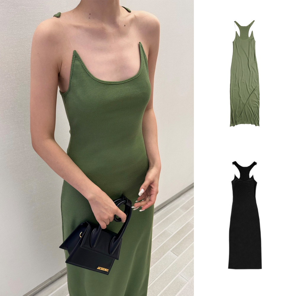 [Clearance, No Returns/Exchanges] Sexy Hot Girl Invisible Fishnet Strap Slim Fit Tank Dress Sleeveless