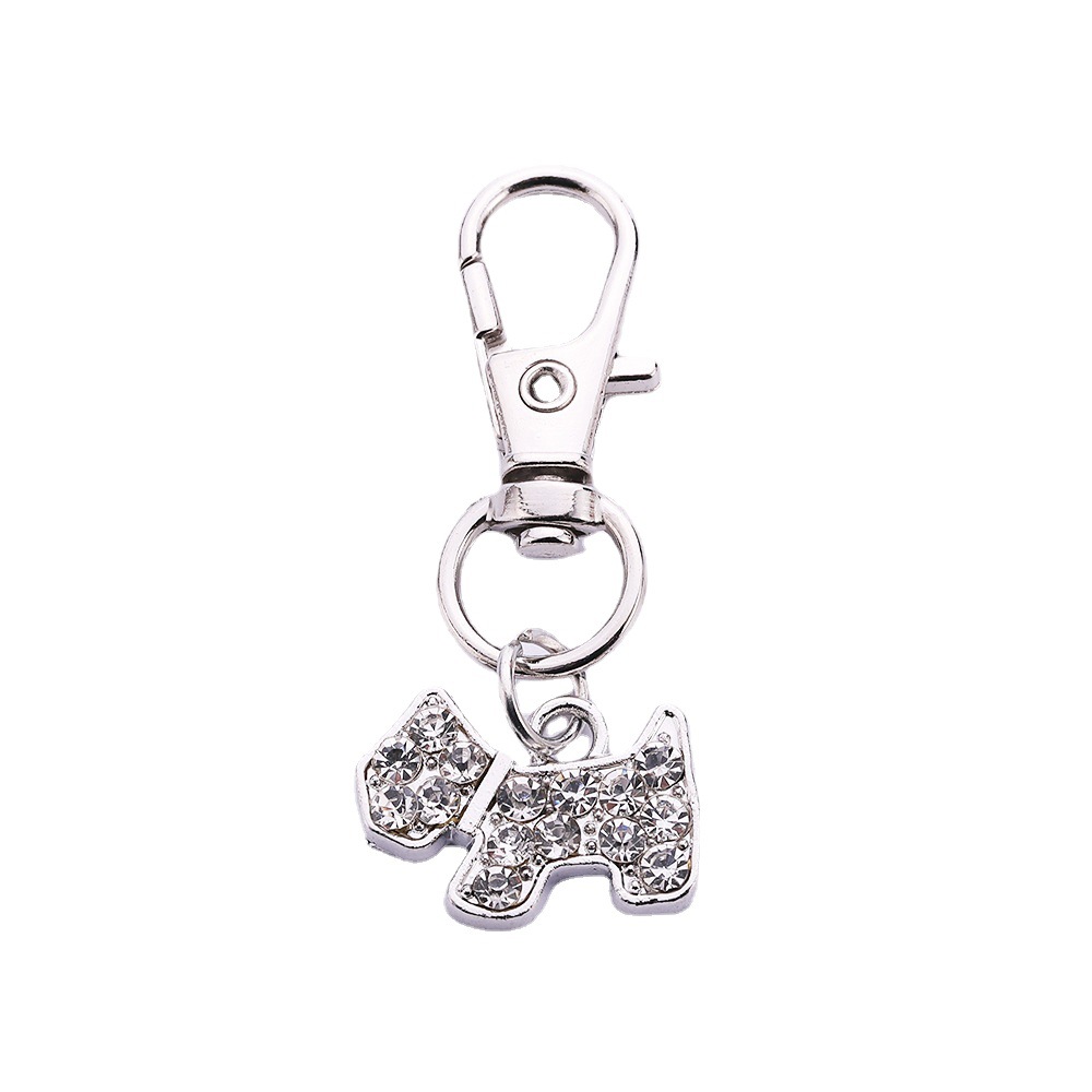Hot-Selling Pet Accessories Diamond-Encrusted Zinc Alloy Tag Schnauzer Lobster Clasp Pendant Collar Accessory Dog Tag with Sparkling Diamonds