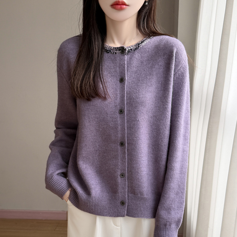 French-Style High-End Round-Neck Cardigan for Women, 2026 Spring and Autumn New Knit Sweater Coat, Stylish Women's Base Sweater