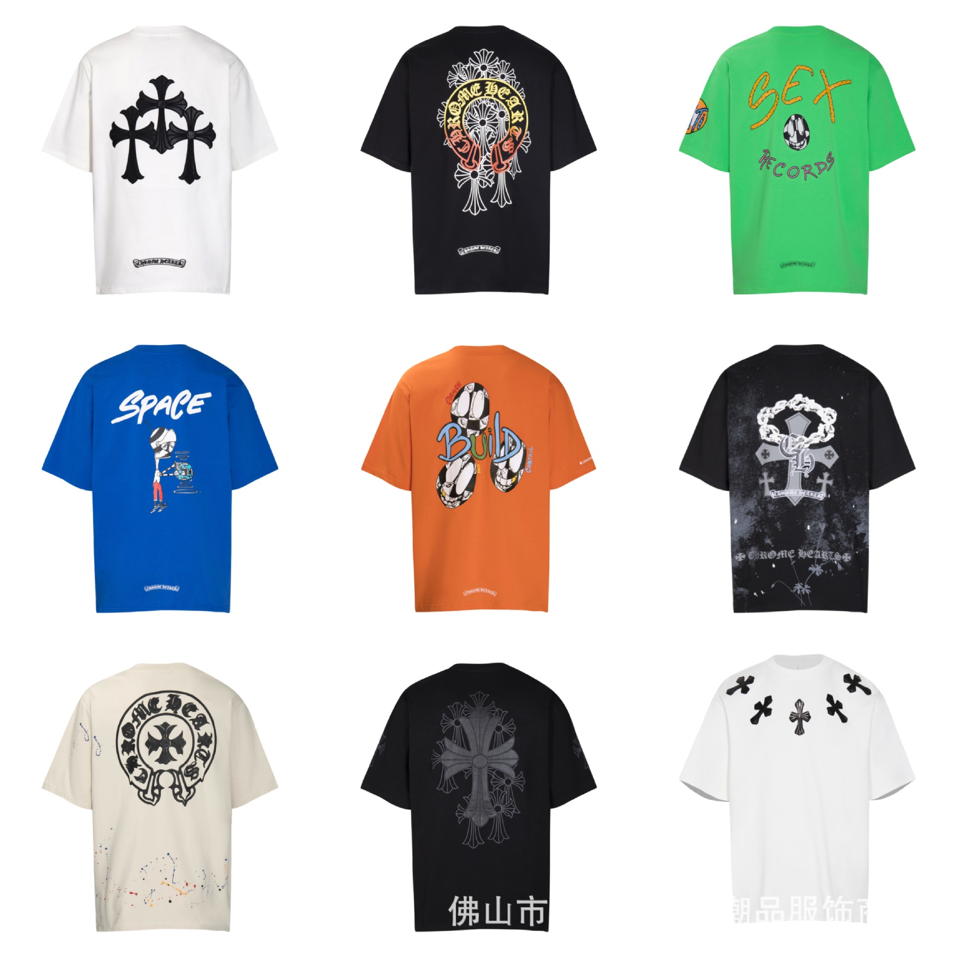 Chrome Hear 23 New Chrome Summer Short-Sleeved European and American Street Hip-Hop Men's and Women's Half-Sleeved T-Shirt Series