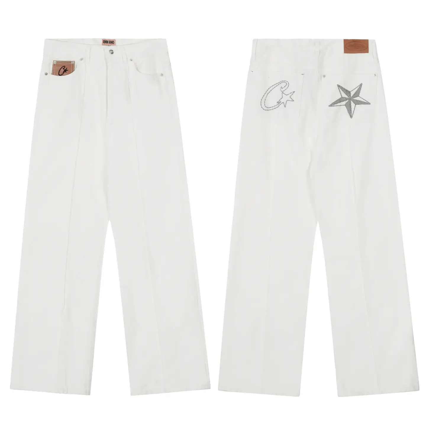 Cross-Border European and American Corteiz Alcatraz Jeans New Star Embroider American High Street Casual Pants Trendy