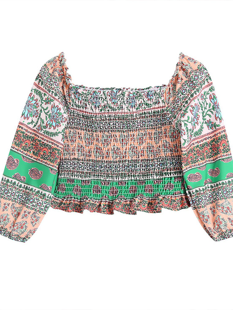 2025 New Summer Women's Clothing, Fashionable and Versatile, Simple Design Shirt, Linen Blended Printed Top