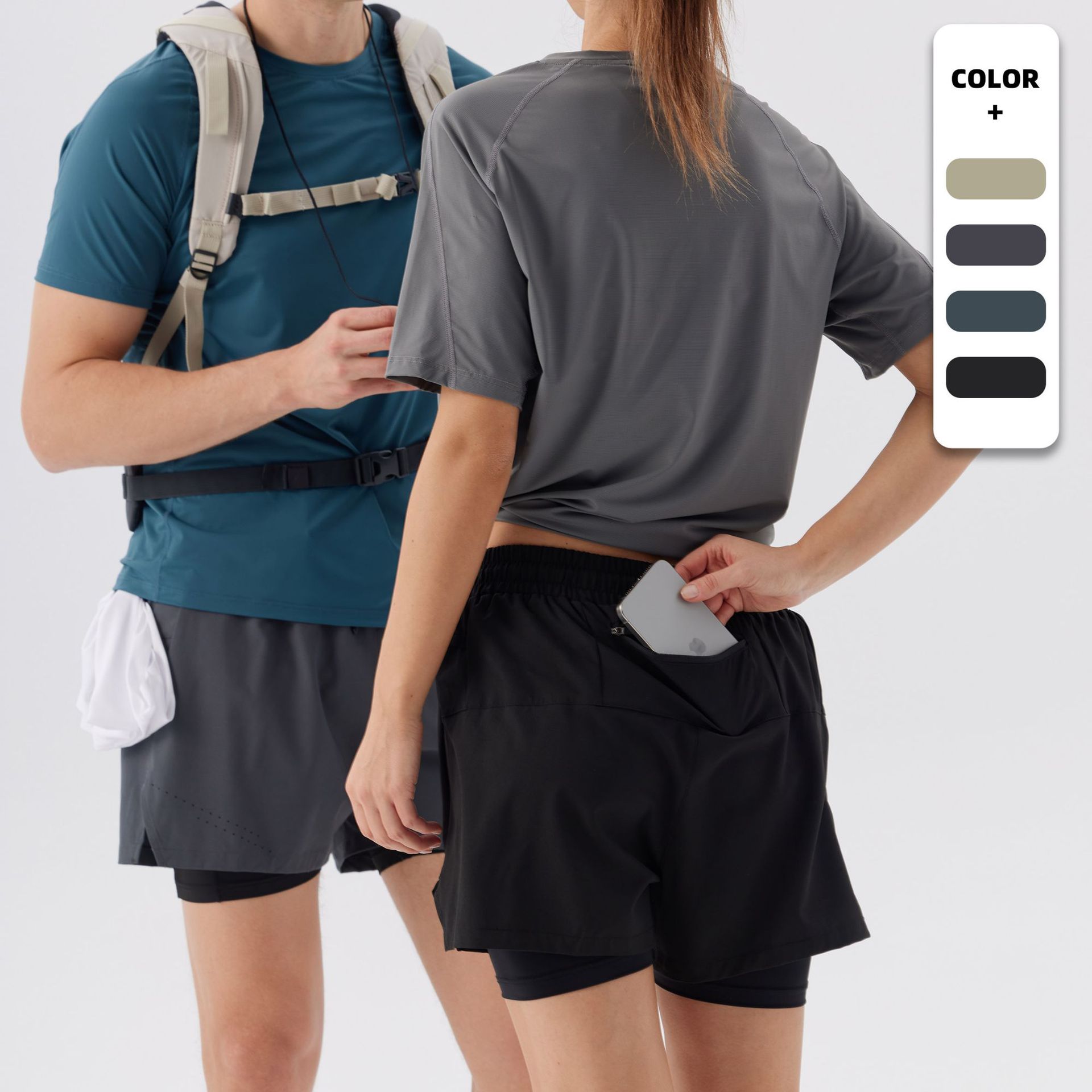 Double-layer Sports Shorts Men's Summer Outdoor Sports Running Shorts Breathable Quick-drying Pants Fitness Clothes Men's Shorts