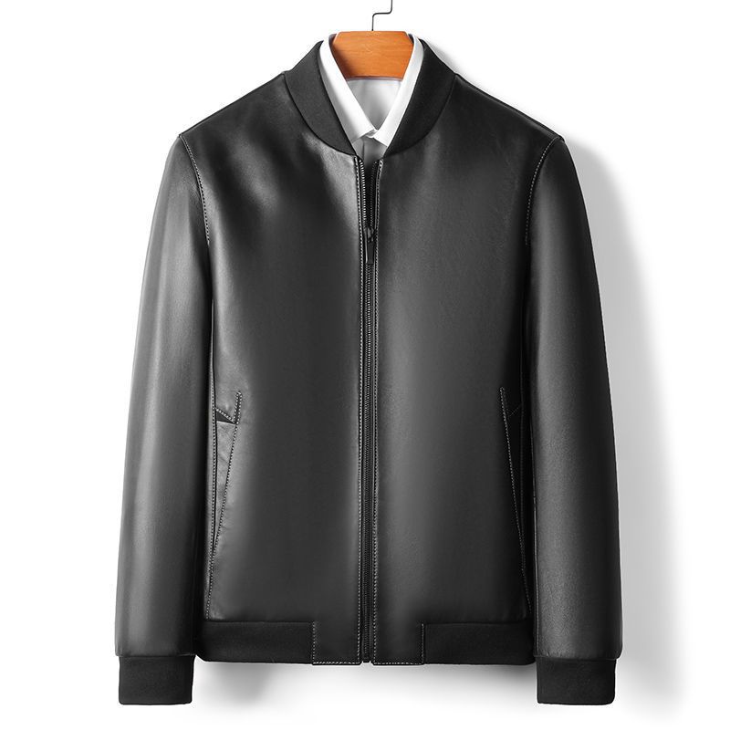 Factory In-Stock 2025 Genuine Leather Men's Jacket Business Casual Baseball Collar Leather Jacket Versatile Pure Leather