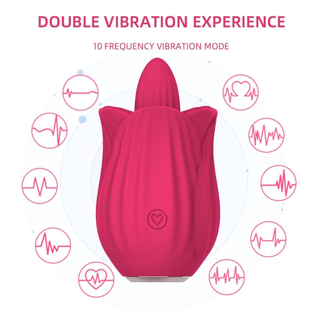 Tongue licking clitoral tide spray mini vibrator rose tongue nipple clitoral stimulator sex adult products wholesale