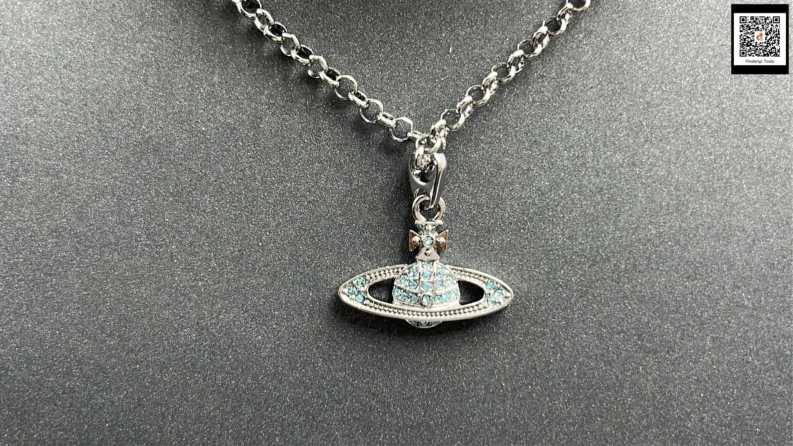 Blue Full Diamond Little Saturn Necklace B8010