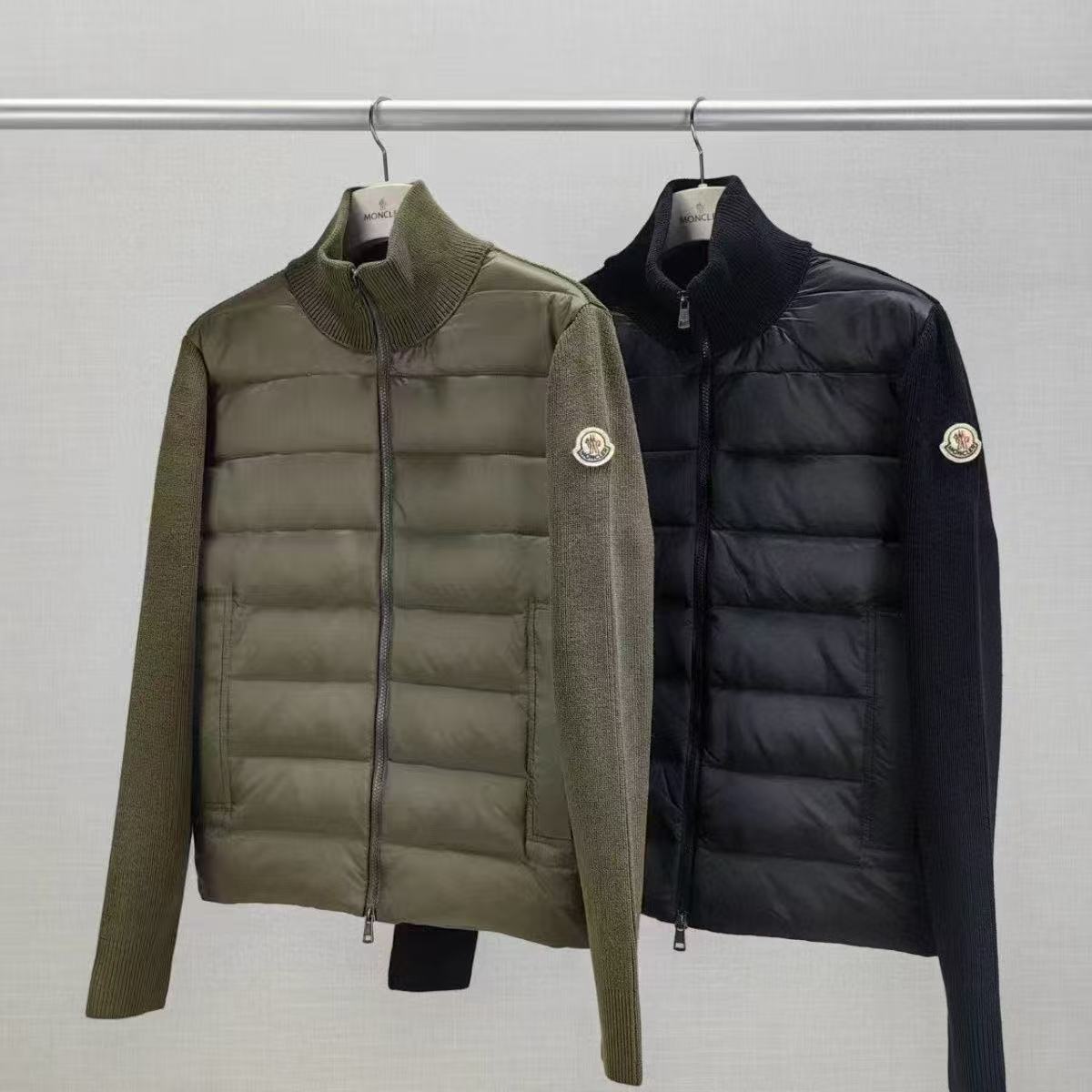 New European Export Model m Brand Knitted Patchwork down Jacket, In-Stock Stand Collar Casual Fashion Unisex Coat foto QC de 1688 en Qualit.ly