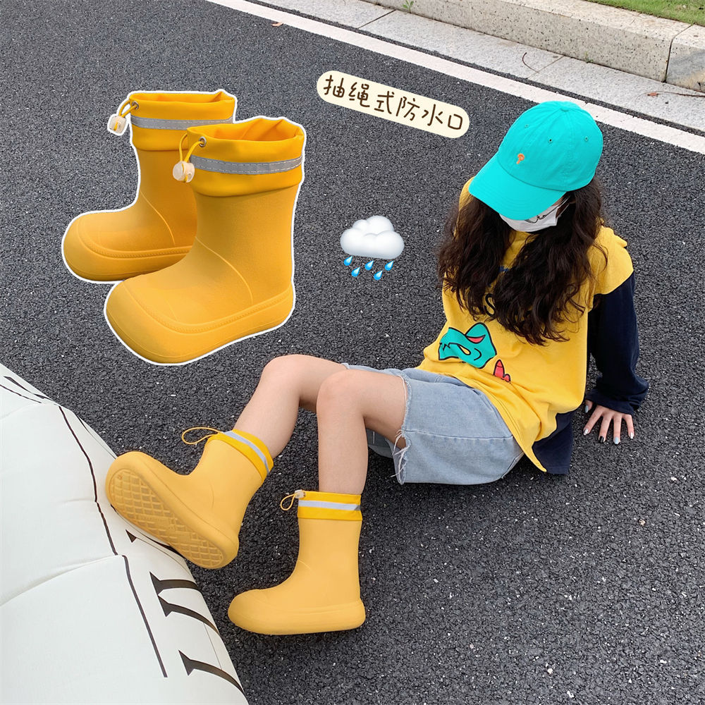 2025 Summer New Style Girls' Fashionable Outerwear Ins-Style Drawstring Eva Soft-Soled Rain Boots Suitable for All Seasons