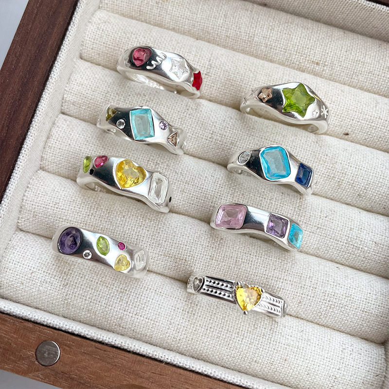 Lan zhi little red book explosions 925 silver ring female personality South Korea ins jewelry niche design cross-border opening ring