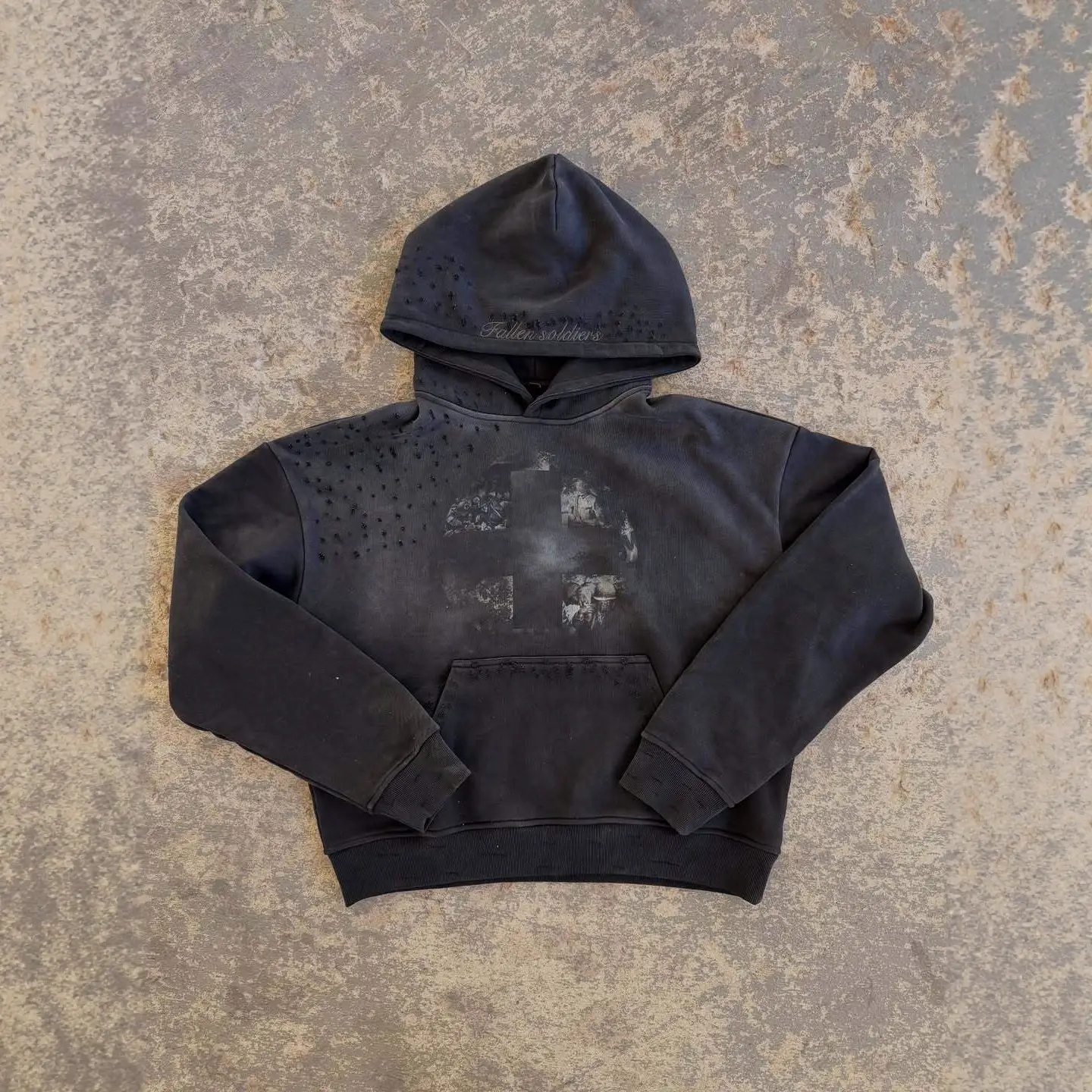 European and American Cross-Border New Style Distressed Retro Washed Cleanfit American Street Art Hooded Sweatshirt