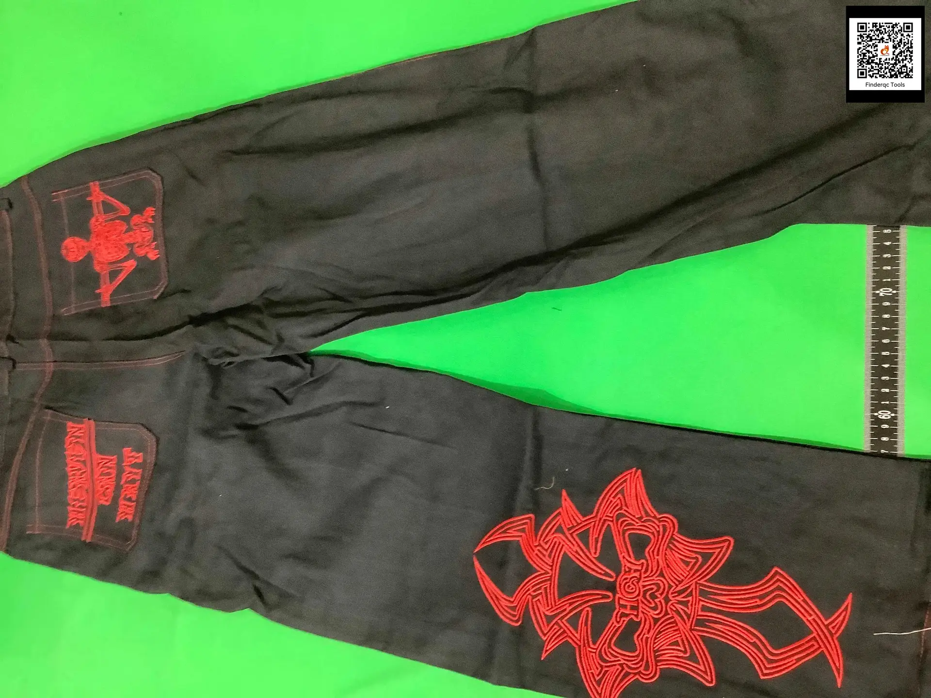 2023 cross-border popular American high street fashion brand full embroidered skull casual pants men's loose straight casual trousers