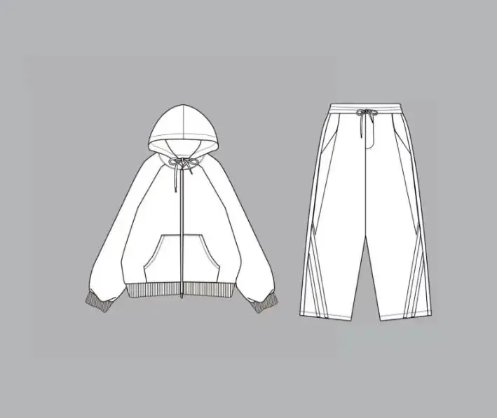 Two color zipper hooded sports set - Nai 528894