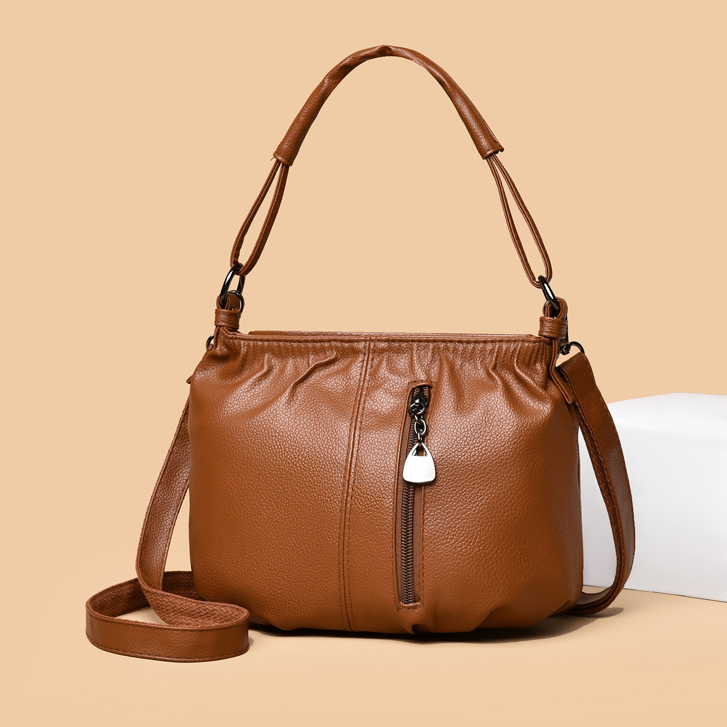 Fashionable Lucky Bag Women's Shoulder Crossbody Bag 2026 New Casual Travel Simple Versatile Soft Leather Handbag Bucket Bag