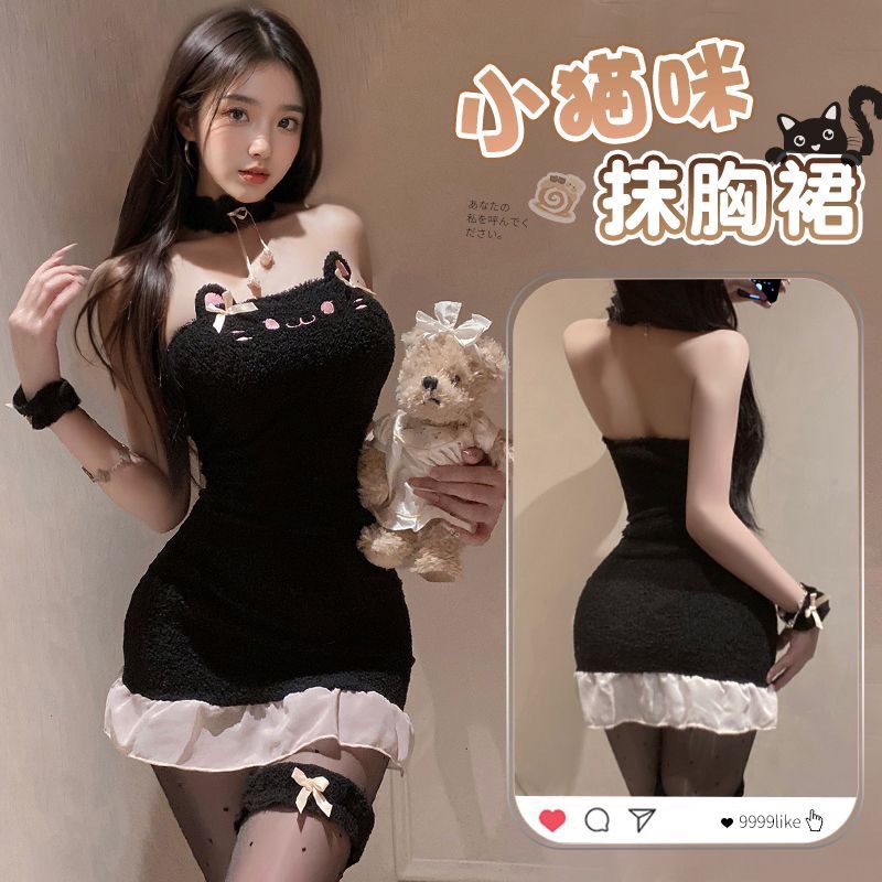 Plus Size Sex Underwear Pure Desire Sweet Cat Maid suit Cosplay Uniform Sexy Short dress