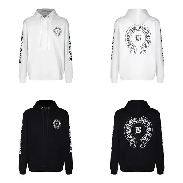Chrome Hearts Horseshoe Logo Hoodie White and Black