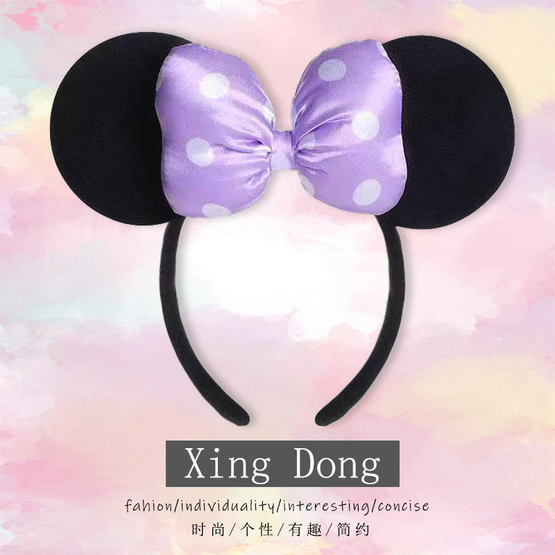 Bowknot polka dot Minnie headband female Mickey Mouse ears classic Mickey Minnie headband cute headdress
