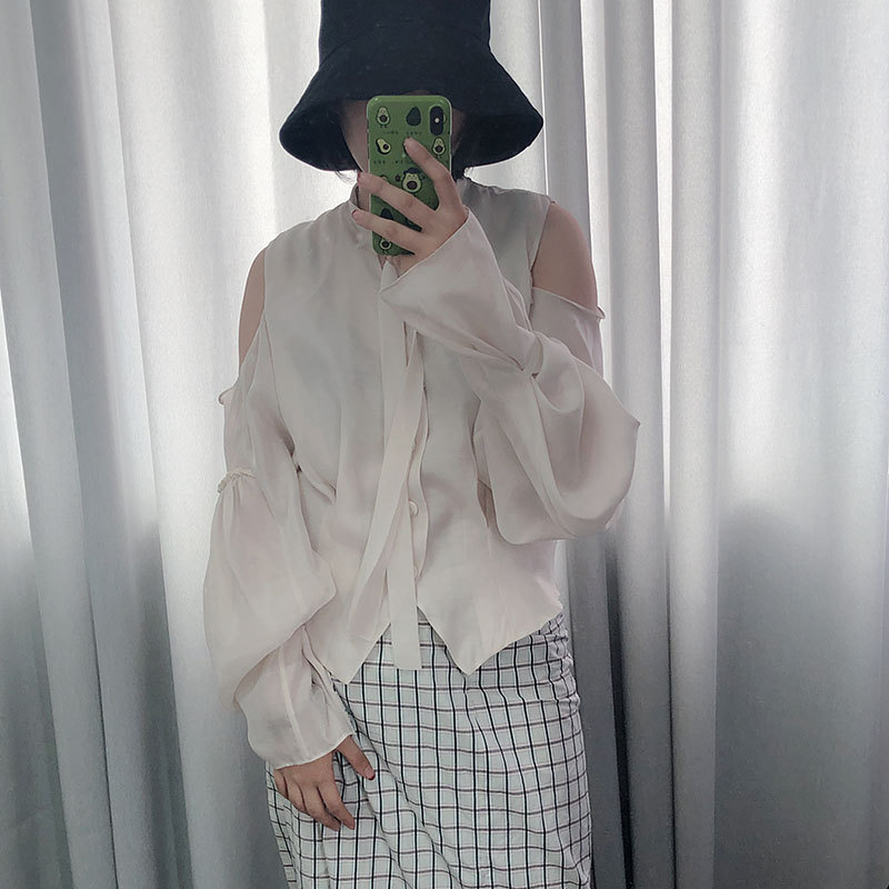 Resurrection Big Sister Monroe Design Sense Niche Retro Shirt Women's Summer French Thin Long-sleeved Off-shoulder Top