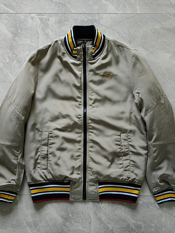 Autumn and Winter Men's Stand-Up Collar Zipper Baseball Cotton Jacket Khaki Embroidered Warm Slim-Fit Cotton Coat Foto QC de TAOBAO na Qualit.ly