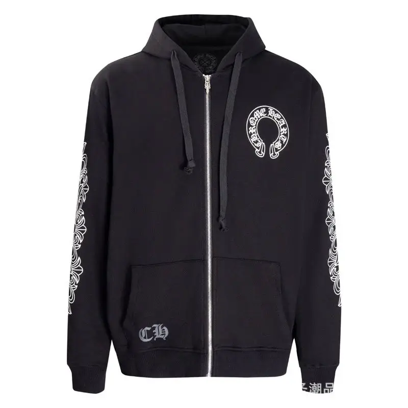 Foreign trade tide brand Chrome Heart Chrome Jupiter cotton terry zipper cardigan hooded sweatshirt in stock