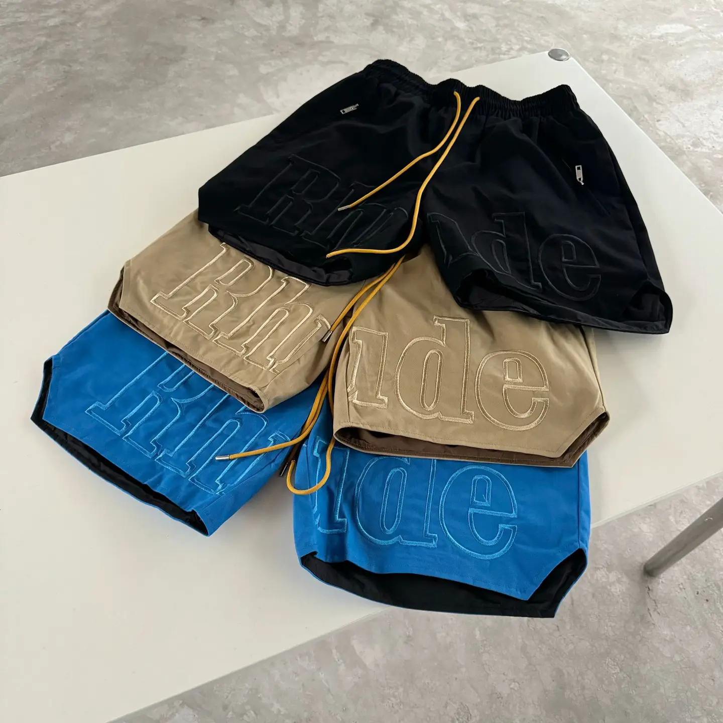 RHUDE限定刺绣大logo夏季新款宽松休闲美式短裤篮球运动裤