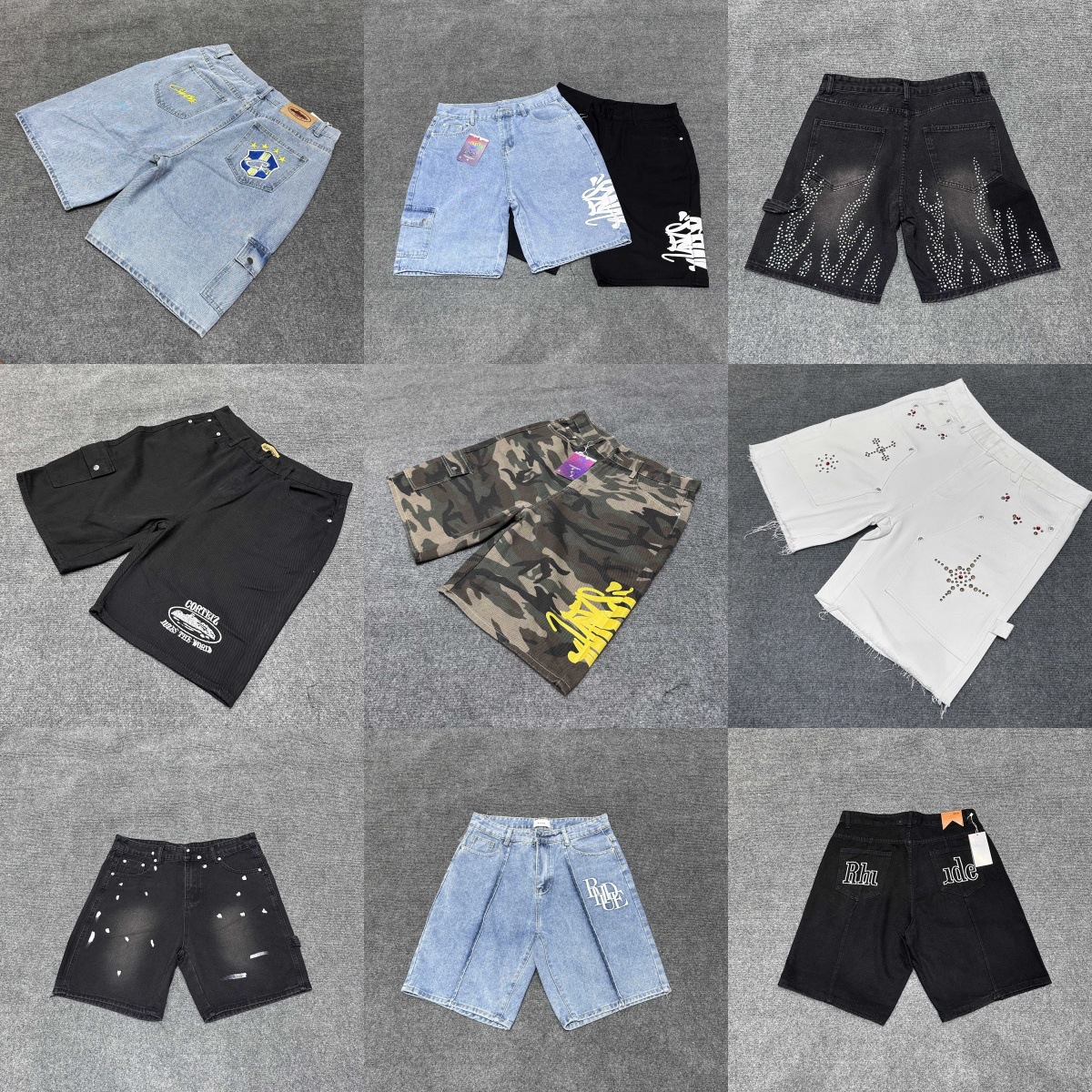 Cross-Border Foreign Trade New Style One Island Logo Embroidered Jeans Embroidered Personalized Five-Point Pants Men and Women Couple Shorts Trendy Foto QC de 1688 na Qualit.ly
