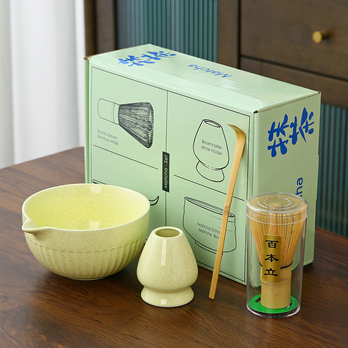 Cross-border Ceramic Matcha Bowl Tea Maker Tool suit Matcha Brush Baibenli Tea Combination Japanese Gift Box