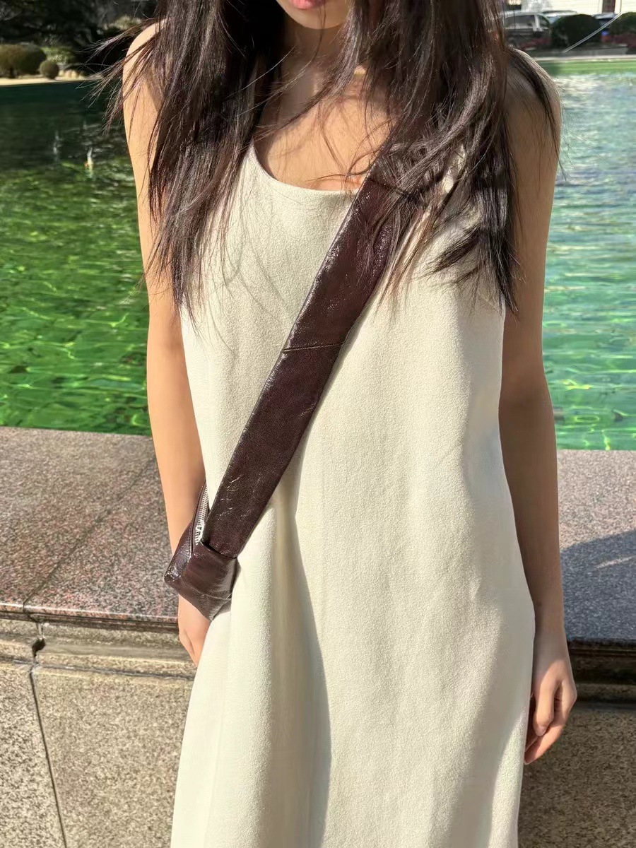 2026 Spring/Summer New Style Solid Color Twisted Bohemian Air Cotton Textured Vest Long Dress for Women