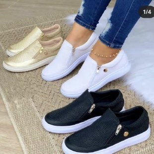 Foreign Trade Large Size Flat Shoes Aliexpress Side Zipper Sneakers Women's Cross-Border Round Toe Embossed Pattern Lazy Shoes Amazon