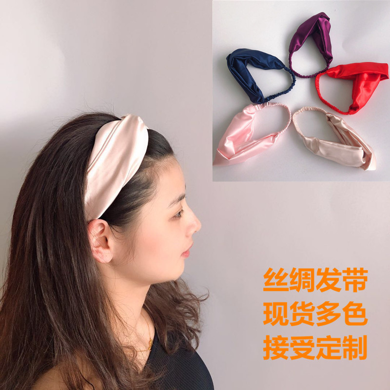 New Silk Silk Hair Band Cross Hair Band Yoga Sports Hair Band Women Wash Face Hair Band Factory in stock